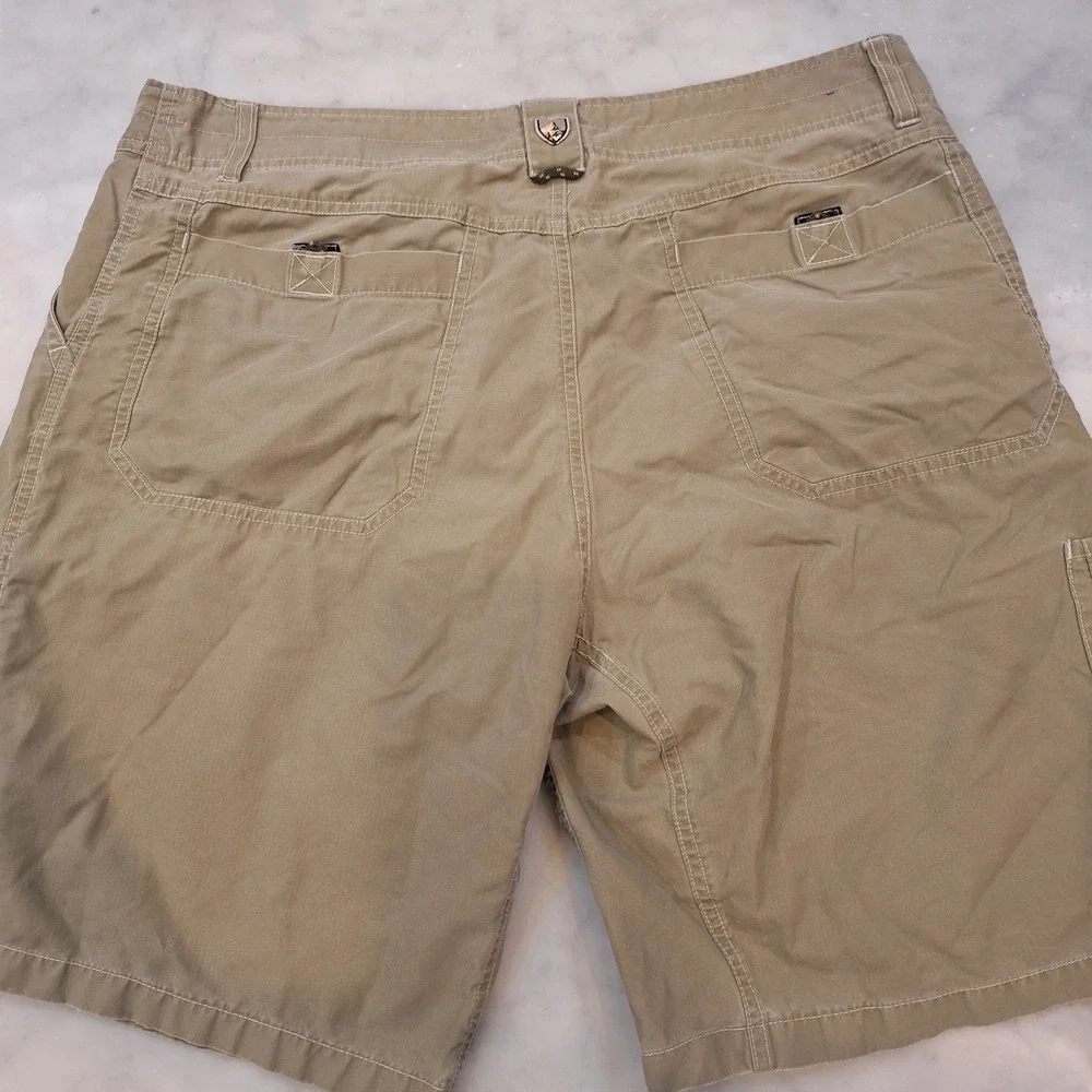 Kuhl Cargo Shorts Mens 36 Khaki Tan KuhlDry Hiking Outdoor Utility Trekking Camp